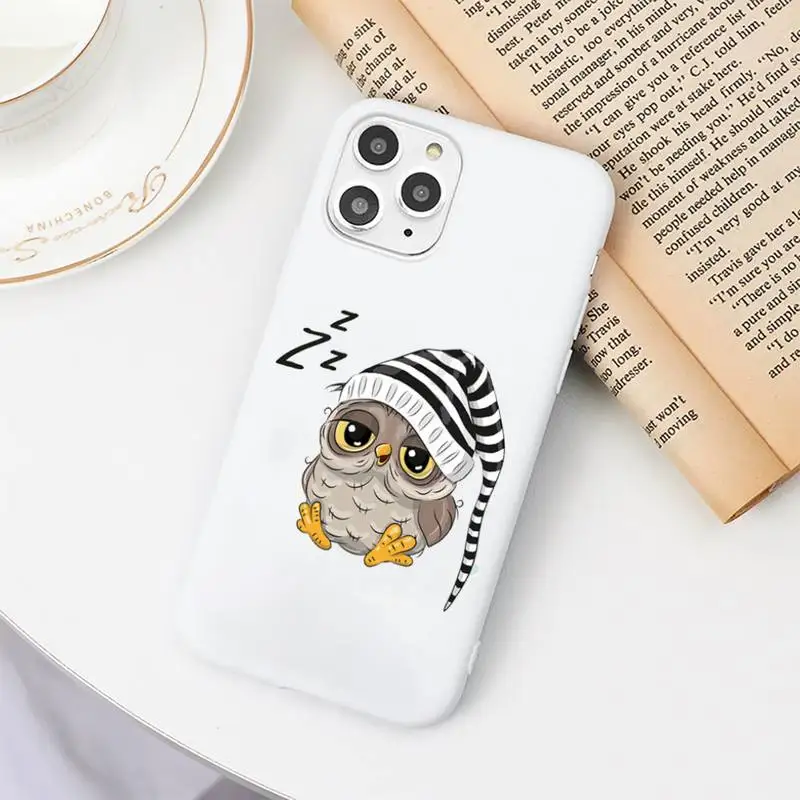 

Cute cartoon animal owl Phone Case Candy Color for iPhone 6 7 8 11 12 s mini pro X XS XR MAX Plus
