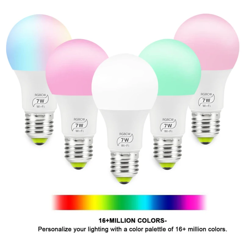 

7W E27 RGB WIFI Led Smart Bulb Light Wireless Smart Home Automation Lamp 100-240V bulb Compatible with ALexa Google Home