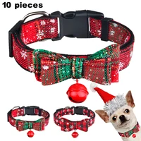 christmas dog collar bell fabric female male puppy pet bow tie adjustable xs l medium large puppy collars pet collar nylon