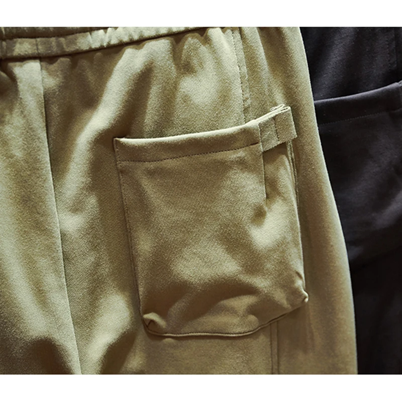 

2021 Men's pants Summer New Fashion Slim Men Elastic Waist Pocket Zipper Decoration Loose Comfortable Nine-point Pants