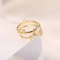 vintage gold color simple cuffs clip earrings for women party jewelry earrings inlay square zircon daily wear accessories