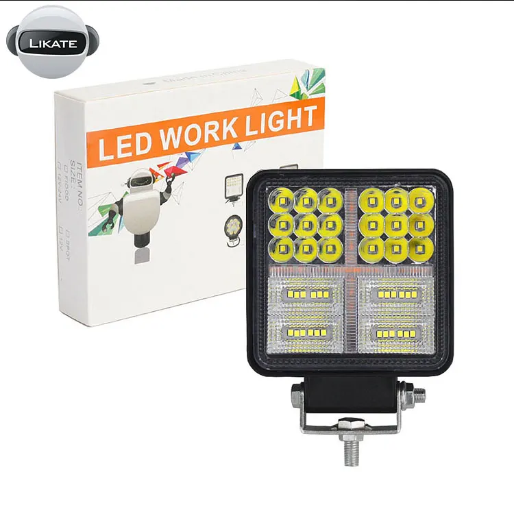 

2Pcs 4inch 177W LED Square Work Light 7800LM White Amber Spot Flood Lights Bar for Truck SUV Boat Off Road Car Accessories