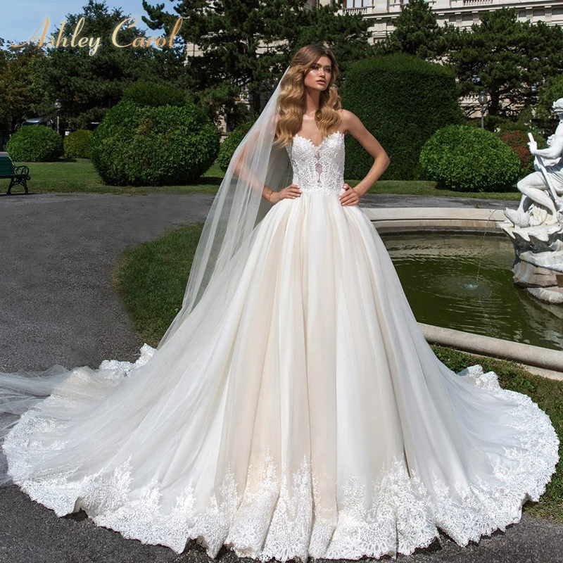 

BAZIIINGAAA Luxury Wedding Dress V-neck Card Shoulder Wedding Dress Sexy Backless 3D Decal Bride Support Tailor-made