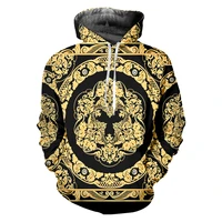 ifpd euus size baroque court style hoodies mens 3d print crown golden flower luxury sweatshirts men women plus size pullover