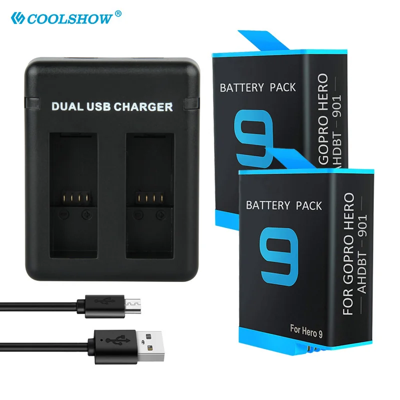 Battery For Gopro Hero 9 10 Black Batteria Camera Accessories / For gopro hero 10 9 Battery Charger 1800mAh images - 6