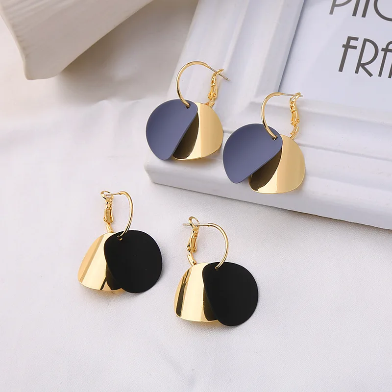 Модные серьги-капли для женщин элегантные сплав золотого цвета черный серый