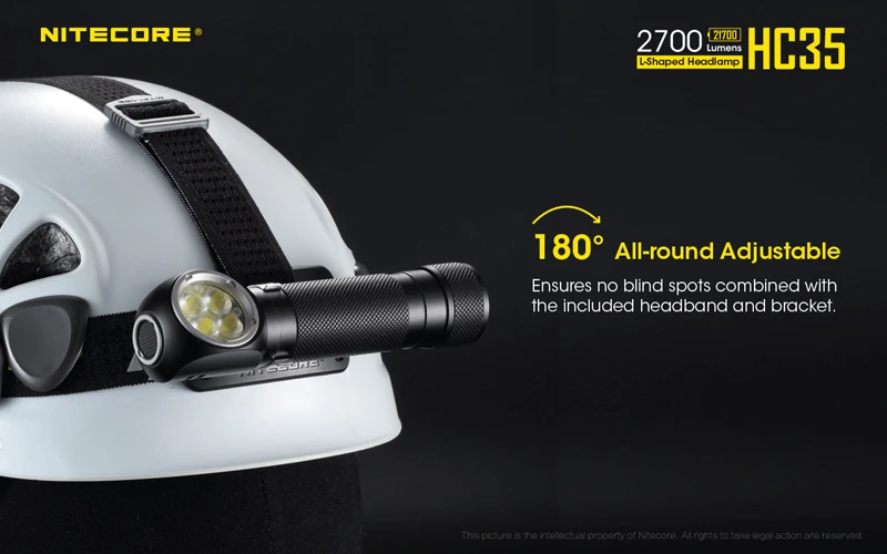 2700 люмен Nitecore HC35 4 x CREE XP-G3 S3 светодиоды следующего поколения 21700 Г-образный налобный фонарь с аккумулятором 4000 мАч