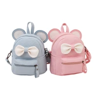 mini small backpacks for teenage girls cute bow backpack women leather dot bow back bag pink kids school book bag