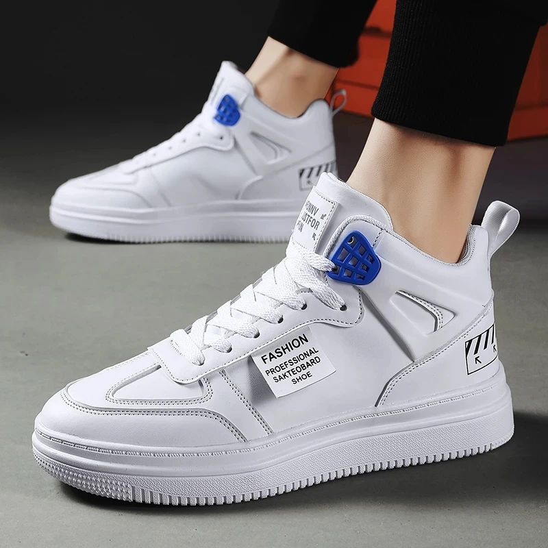 hot sale luxury brand men leather skateboarding shoes star sneakers male thick sole high top sport footwear zapatillas hombre free global shipping