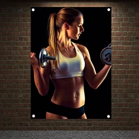 dumbbells exercise fitness banners flags bodybuilding sports inspirational posters tapestry canvas painting gym wall decoration