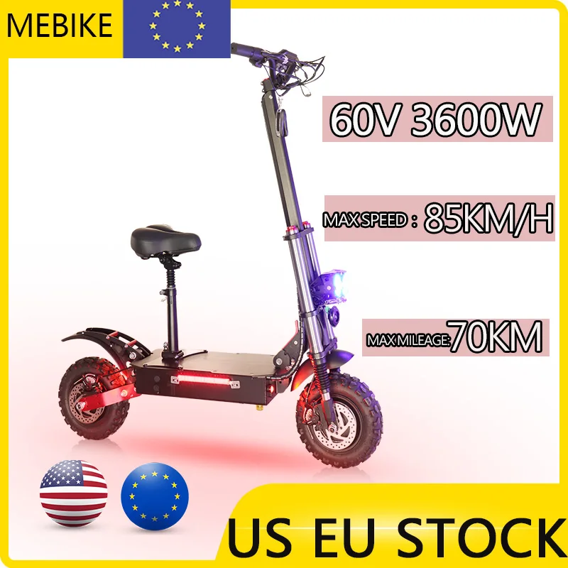 Verkaufen 11 Zoll Off Road Leistungsstarke Elektrische Roller 3600W 60V Dual Motor Mit 26 Ah Lithium-Batterie 80 Km/h E Roller Patinete Elétrico
