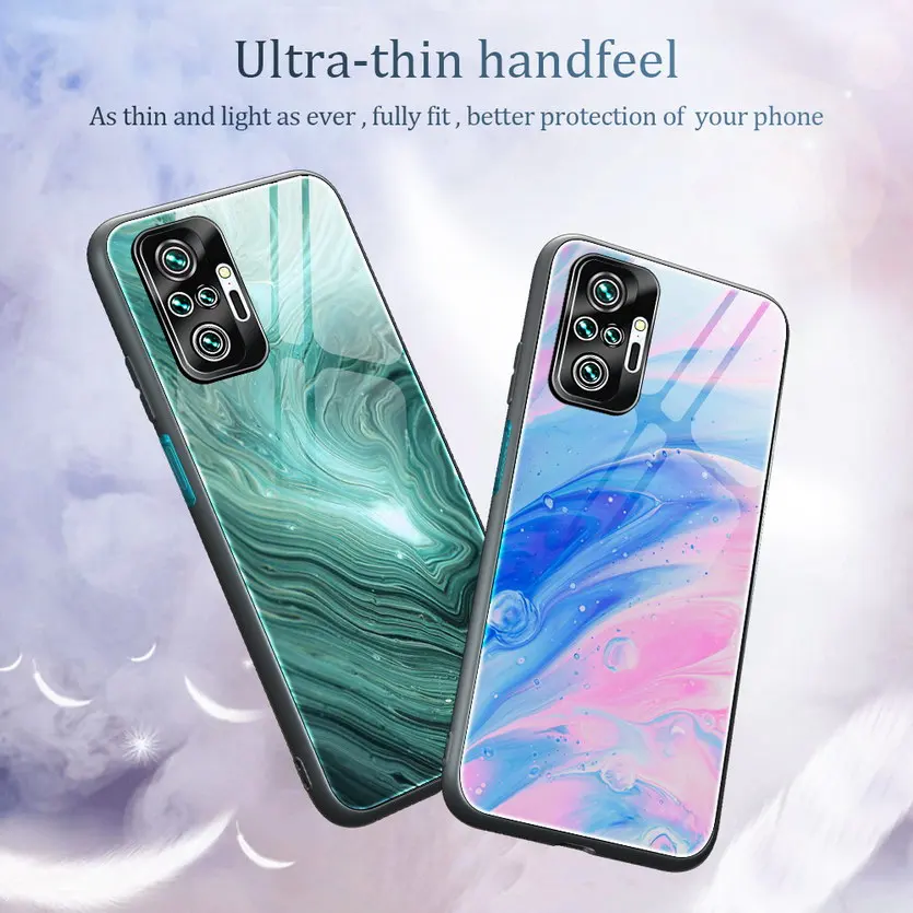 Marble Glass Case for Xiaomi Redmi Note 10 pro Note10 Tempered Glossy Cover For Redmi K40 Note 9 pro Max 9s note 8 pro 8T 8A