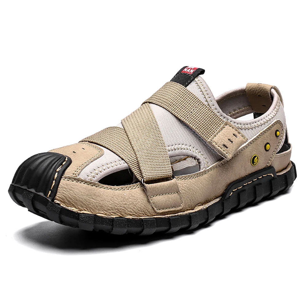 

Men's Sandals Male Shoes Leather Mesh Stitching Summer Men Shoes Beach Sandals Fashion Outdoor Casual Sneakers Footwear 39-48