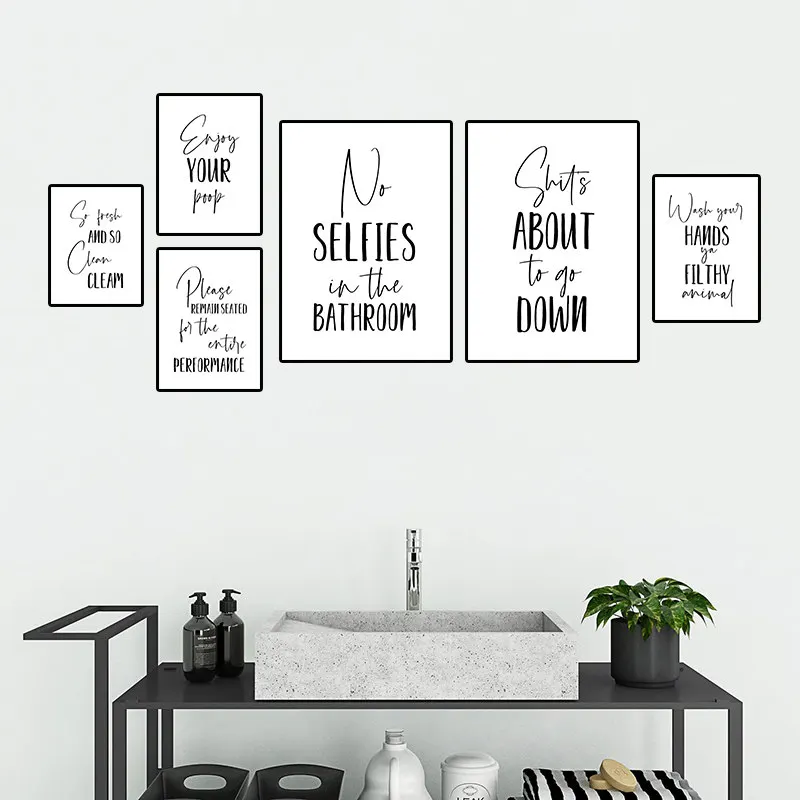 

Enjoy Your Poop Quote Toilet Wall Art Canvas Painting Nordic Posters and Prints Wall Pictures for Wash Room Bathroom Decoration