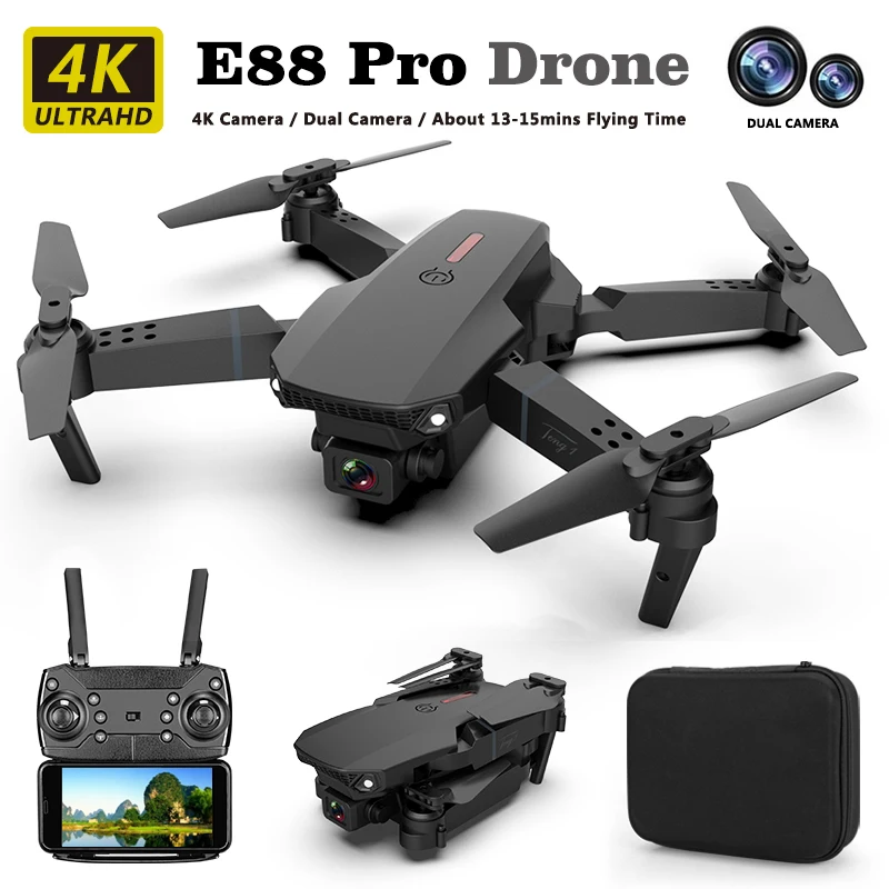 

New E88pro 4k HD dual cameras rc helicopter fpv drone long battery life Air pressure fixed height Hold Foldable Quadcopter toys
