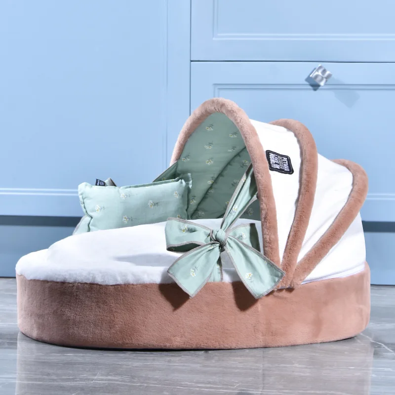 Милая кровать для домашнего питомца принцессы с бантом кошек или маленьких