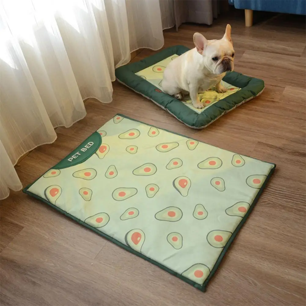 

Breathable Pet Mat Ice Silk Cat Kennel Mat Summer Mat Oxford Cloth Cute Avocado Kennel Pet Supplies