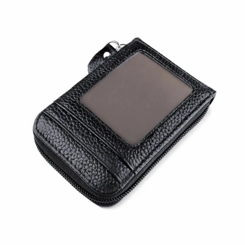 

Men's Wallet Genuine Leather Credit Card Holder RFID Blocking Zipper Pocket New Black Blue Coffee