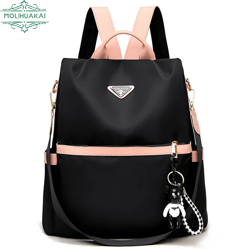 

Повседневный Рюкзак из ткани «Оксфорд» для женщин, черные водонепроницаемые нейлоновые школьные сумки для девочек-подростков, Высококачественная модная дорожная сумка-тоут, 2021