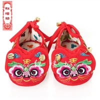 red traditional embroidery kids shoes chinese style toddler infant soft bottom baby cloth shoes baby chinese tiger auspicious