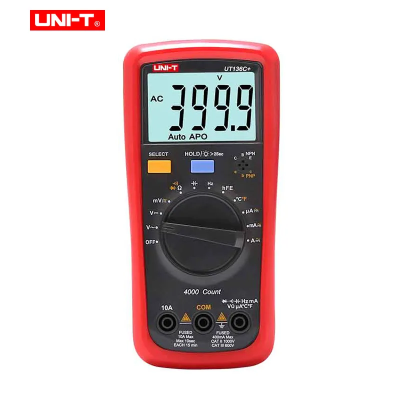 UNI T UT136C + Автоматический диапазон цифровой мультиметр AC/DC 1000V 10A multimetro 4 раза/сек