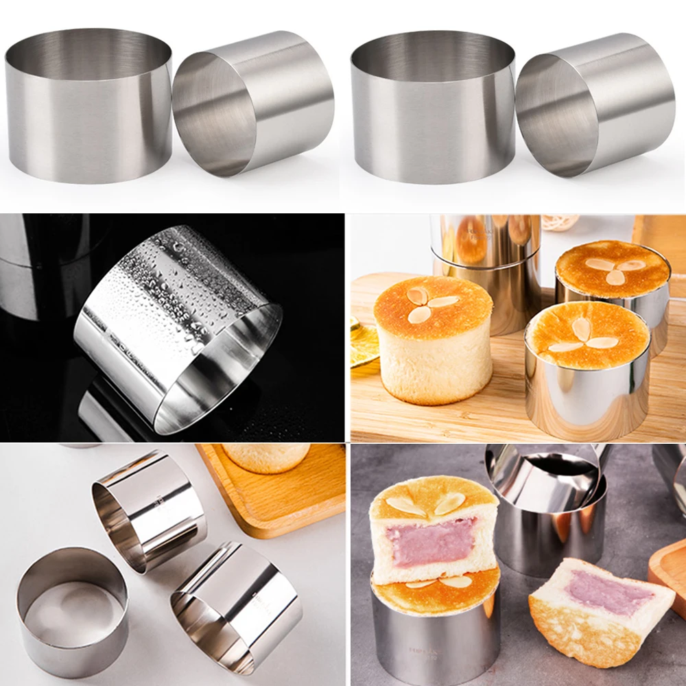 

10/5/1pcs Heighten Large Tiramisu Mousse Cake Circle Tart Ring Stainless Steel Dessert Decoration Kitchen Pastry Baking Gadget