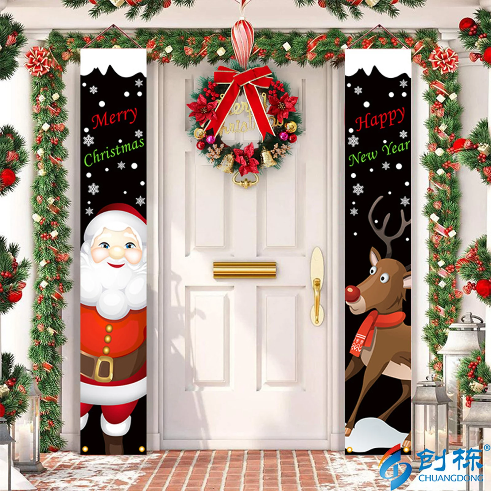 

Рождественская Декоративная гирлянда, имитация цветка, сосны, игольчатый венок, праздничное украшение для дома, двери, настенное украшение,...