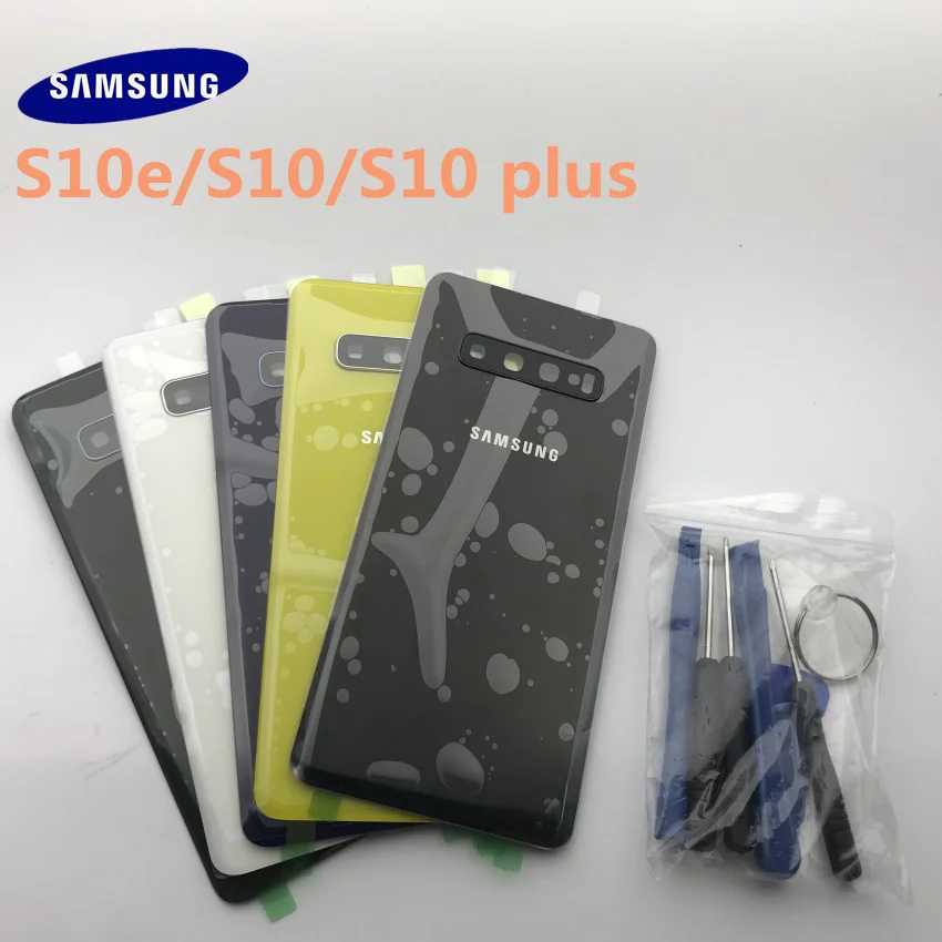 Оригинальная Замена samsung Galaxy S10e G973 S10 G970 S10 plus задняя крышка батарейного отсека+ стеклянная рамка для камеры+ Инструменты