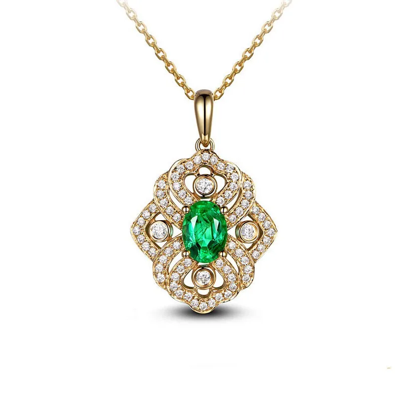

MENGYI 2020 Luxury Retro Green Zircon Golden Pendant Necklace Temperament Women 9 2 5 Necklace Party Jewelry Anniversary Gift
