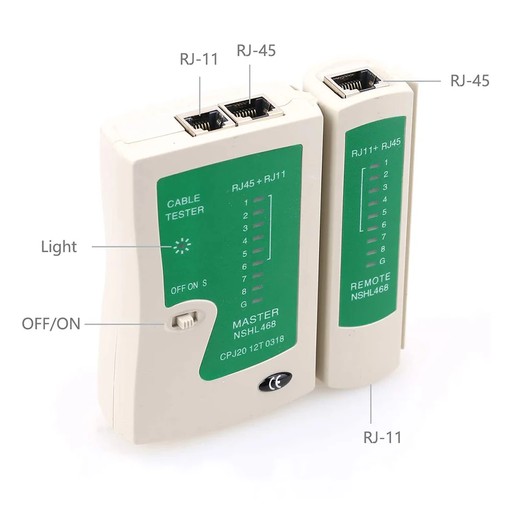 Портативный Многофункциональный тестер для сетевого кабеля Lan 25 мА RJ45/RJ11 |