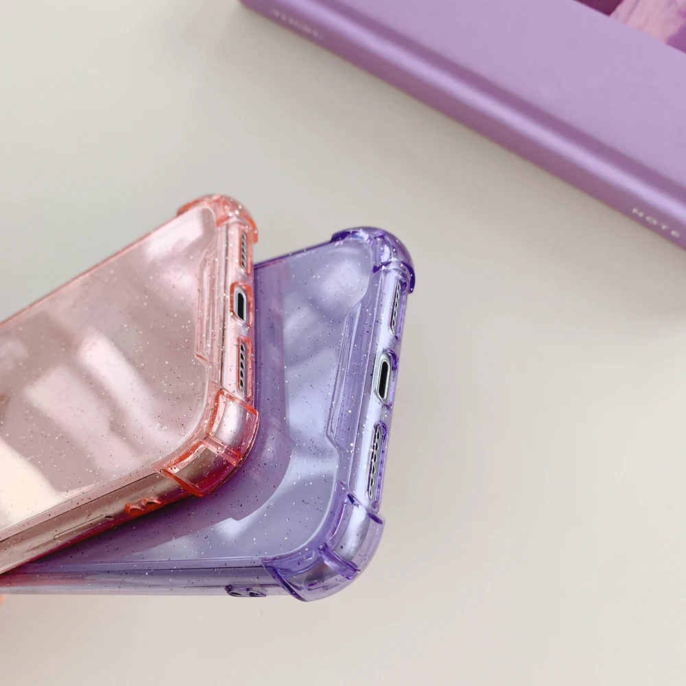 Флуоресцентный Блестящий Прозрачный чехол из ТПУ для телефона IPhone 11 Pro XR XS Max 12 2 8 7