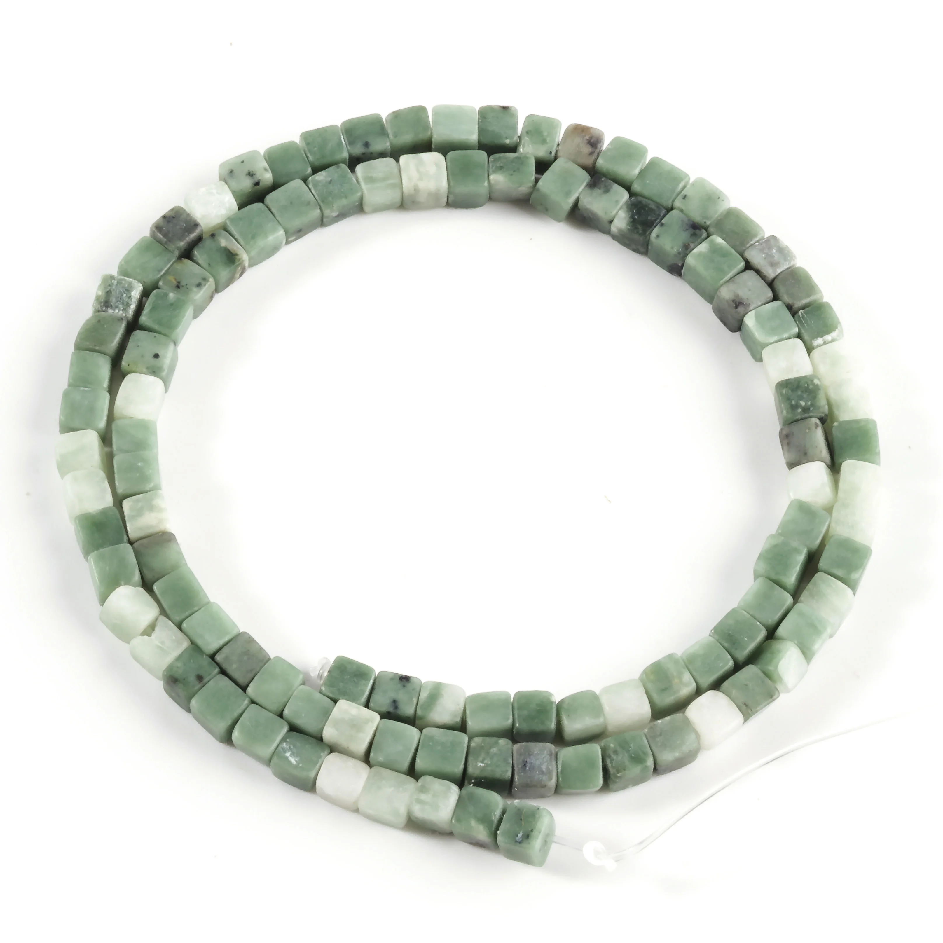 

Wholesale Natural Stone 4mm Green White Rock Cube Bead Loosely Spaced Beads Block Bead Septa Bead DIY Necklace Bangle