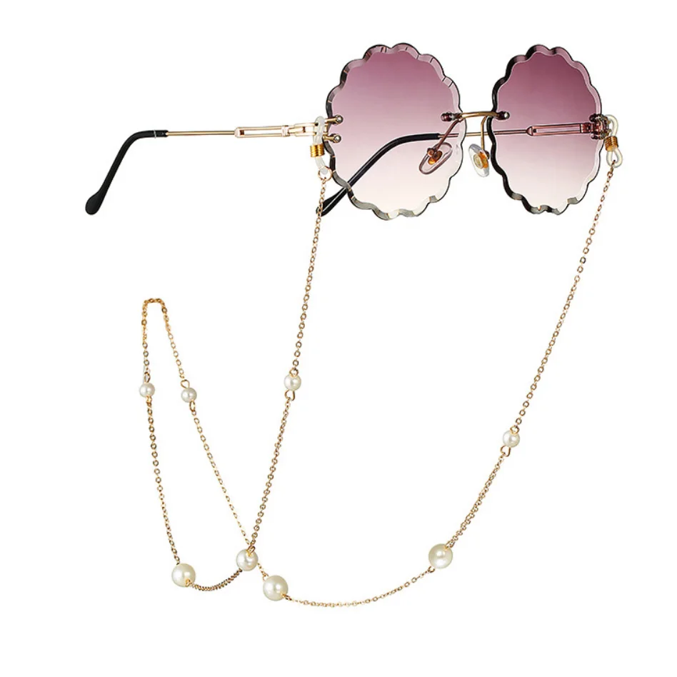 Color Crystal Bead Pearl Eyeglass Chain Eyewear Holder Strap Sunglass Retainer sunglass accessory Women Gift Necklace | Аксессуары для