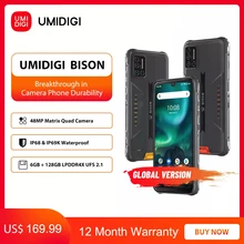 UMIDIGI teléfono inteligente BISON IP68/IP69K, resistente al agua, cámara cuádruple matricial de 48MP, pantalla FHD de 6,3 pulgadas, 6GB + 128GB, NFC, Android 10 (2)