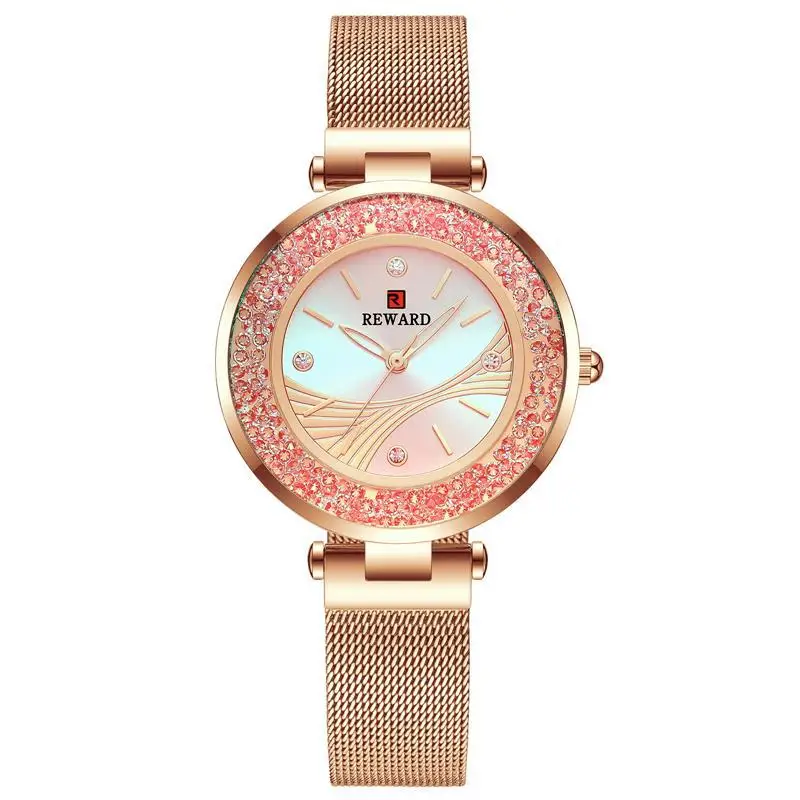 Creative Luxuri Crystal Wristwatches For Ladies Beautiful Cool Rose Gold Athena Steel Mesh Band Wife Gift Moda Relógios Feminino enlarge
