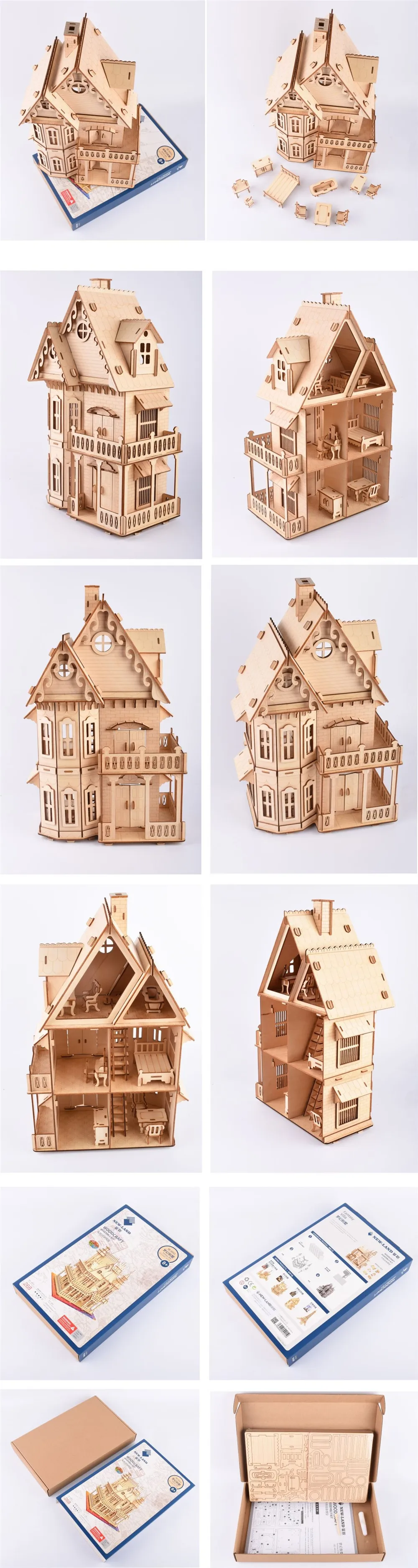 Деревянные 3D DIY сборки кукольный домик с миниатюрной мебели наборы Обучающие головоломки игрушки для детей рождественские подарки