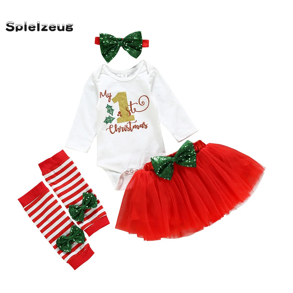 4 шт. Детский комбинезон с длинным рукавом на Рождество|Комплекты одежды| |