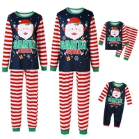 winter cotton family matching christmas pajamas cartoon santa claus print t shirt striped pants boy girl sleepwear clothing sets
