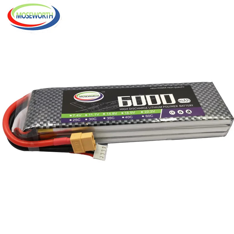 3S RC LiPo батарея 11 1 В 6000 мАч 40C для радиоуправляемых самолетов вертолетов