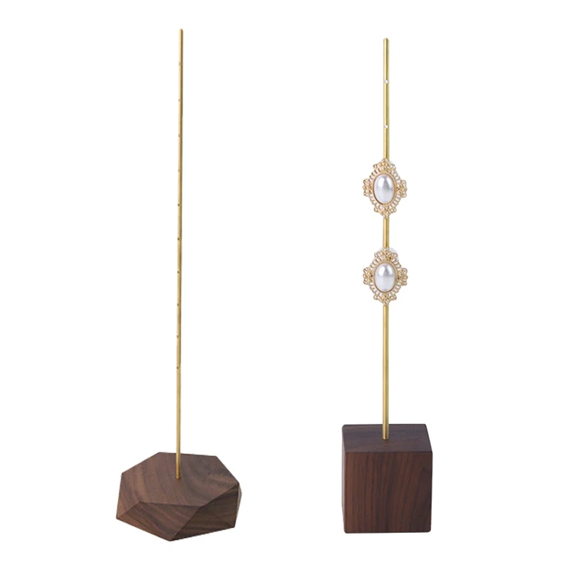 

2Pcs Simple Walnut Beech Wood Earring Display Stand Princess Jewelry Display Stand Earring Shooti Props