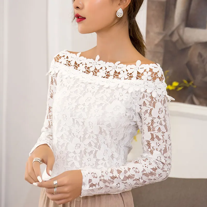 Новинка 2019 кружевная блузка MUMUZI с цветочным узором весенние пикантные Топы