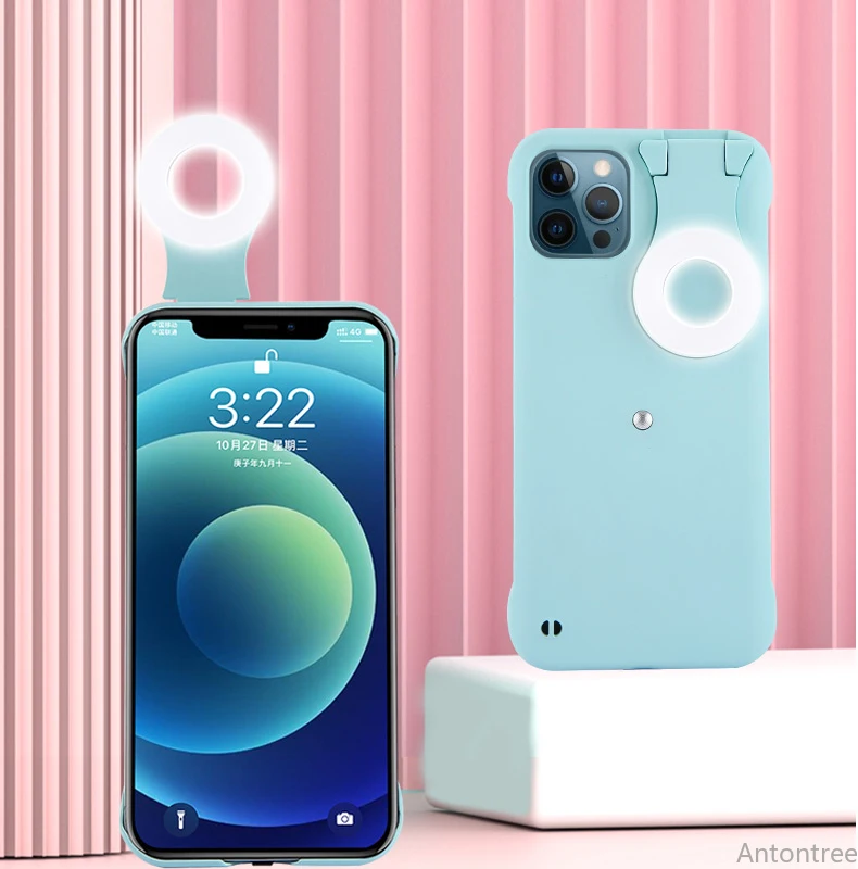 

Чехол для селфи со светодиодной подсветкой iPhone 12 Pro 12 11 Pro Max, чехол для селфи с кольцом для красоты, чехол для селфи с подсветкой, подарок для д...