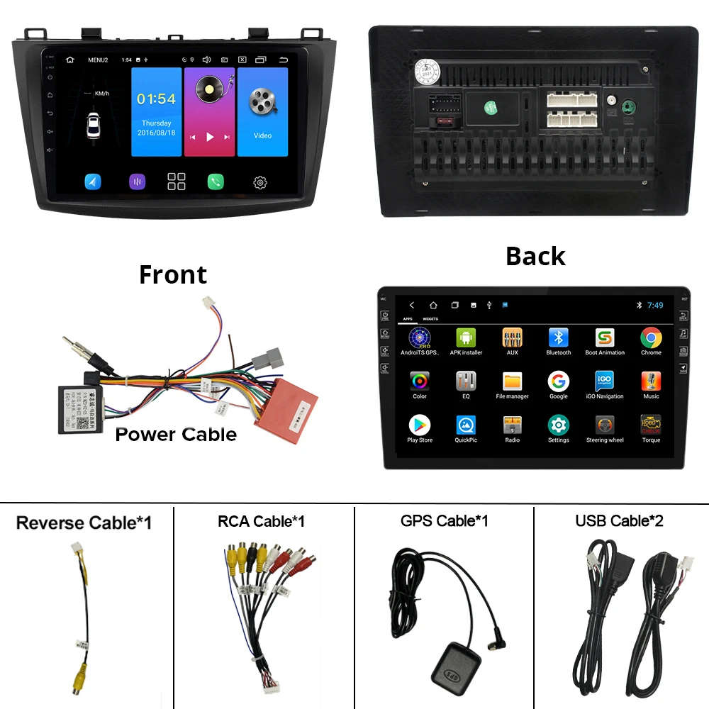 

IPS 2DIN Android 9.0 Car Multimedia For MAZDA 3 2009 2010 2011 2012 GPS Navi Navigation Auto Radio BT Stereo Audio DVD Player