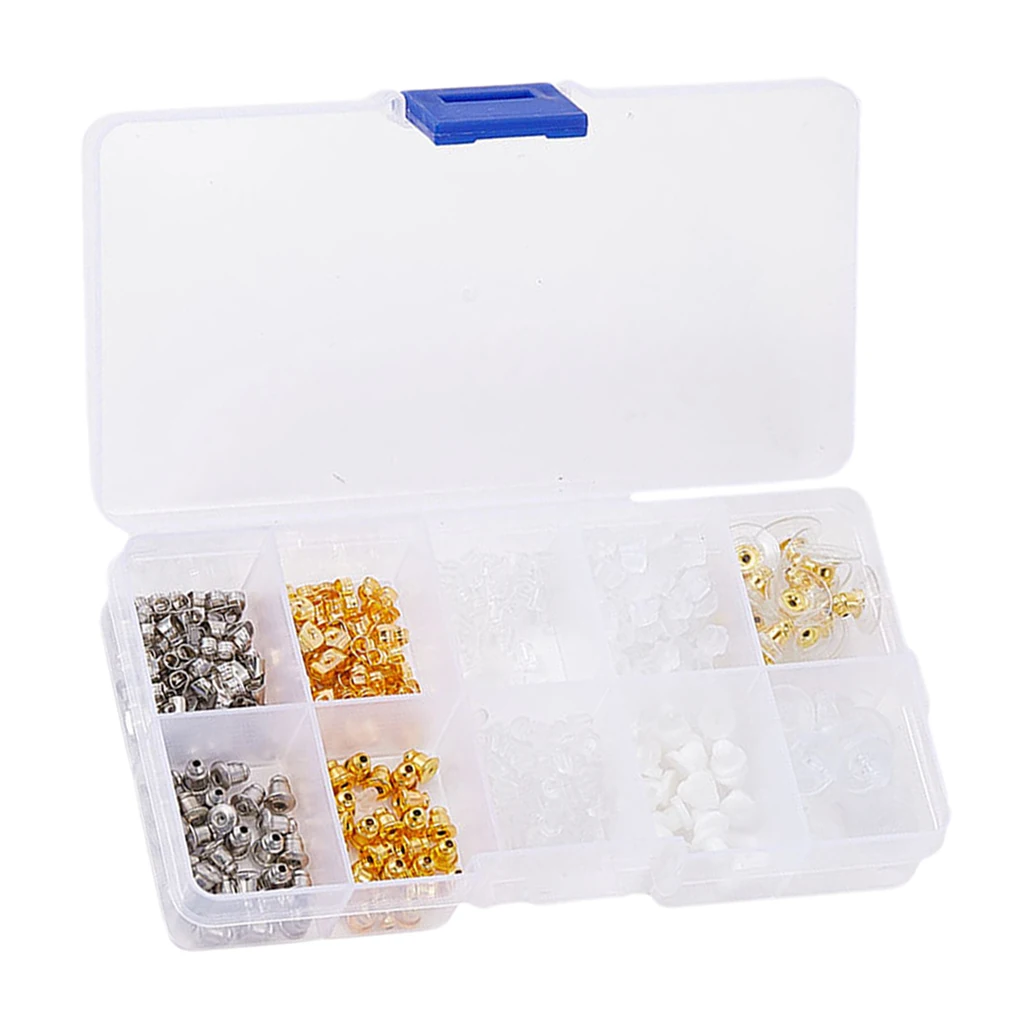 

1 Box 10 Style Plastic And Metal Earring Back Stoppers Ear Post Nuts Finding