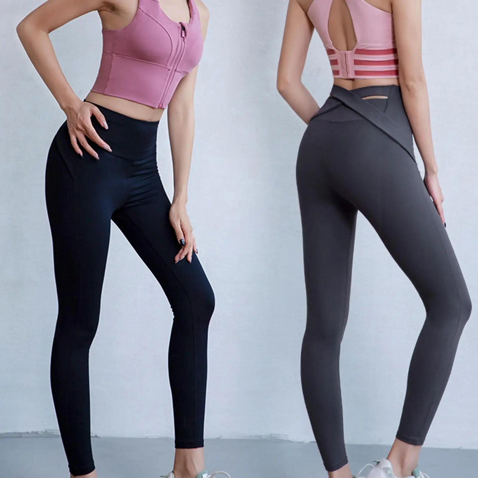 

Women Solid Elastic Fitness High Waist Sports Yoga Pants Jogging Trousers