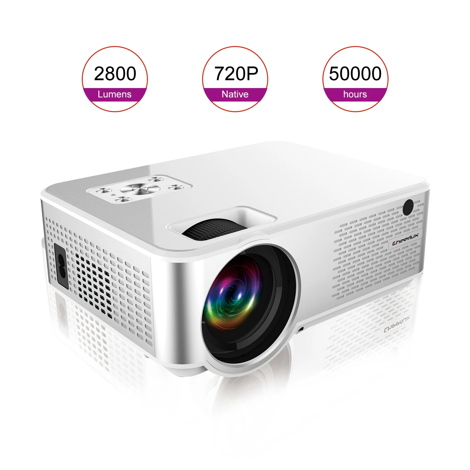 

CHEERLUX C9 Newest HD Projector native 720P 2800 lumens LED Projector Home Theater Projector