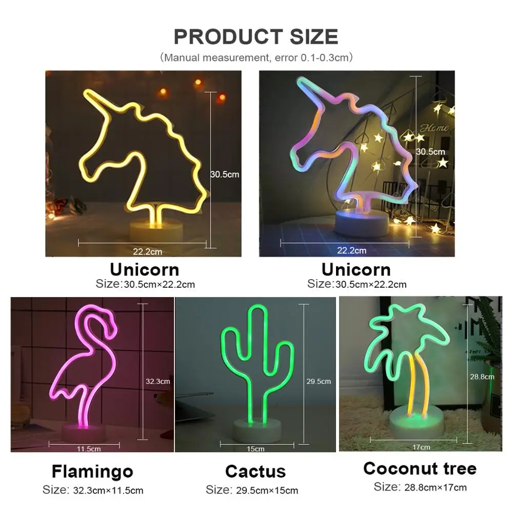 

Rainbow Led Neon Signs Light USB 12V Flamingo Unicorn Wedding Bar Shop Window Room Home Decor Bulb For Christmas Gift Table Lamp