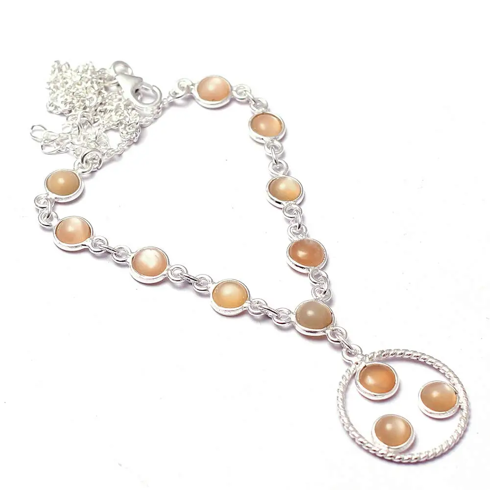 Подлинное розовое кварцевое ожерелье из стерлингового серебра 925 пробы 44 см MHBNE0209