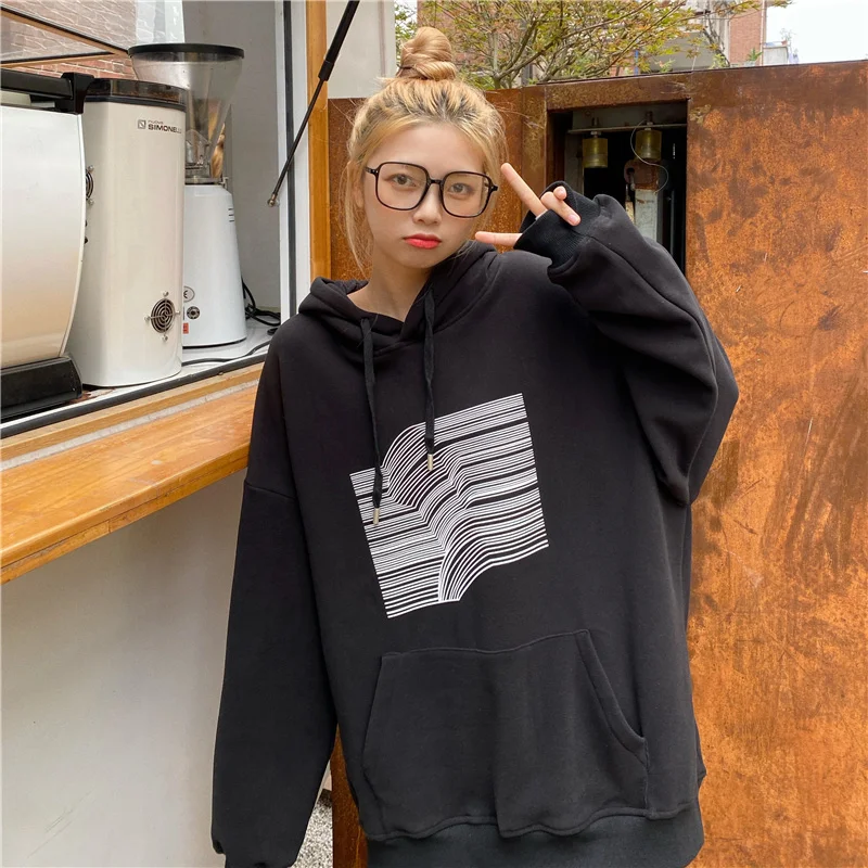 Женский свитер свободного покроя с капюшоном | Женская одежда