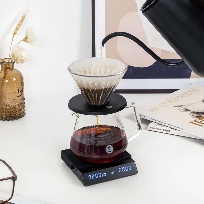 Timemore-b&aacute;scula electr&oacute;nica NANO Espresso con espejo negro, balanza de caf&eacute; de mano, pantalla LED, m&aacute;quina de caf&eacute; Digital, b&aacute;scula de caf&eacute; de cocina-4